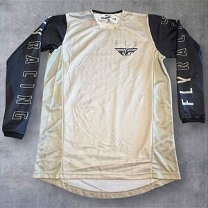 Fly Racing Kinetic‎ Mesh Jersey Small Tan Black Long Sleeve Motocross MX